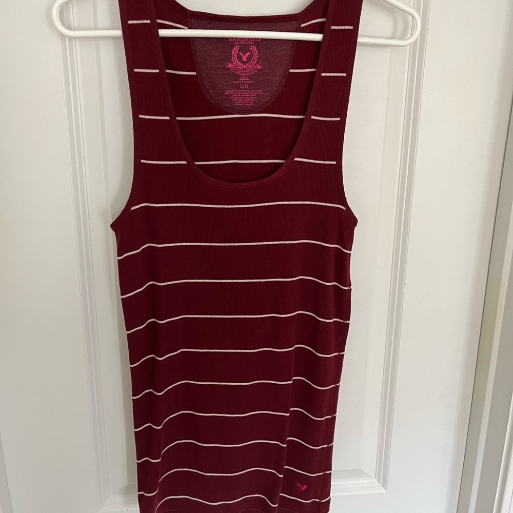 Tank Top striped maroon ♥️🧡♥️